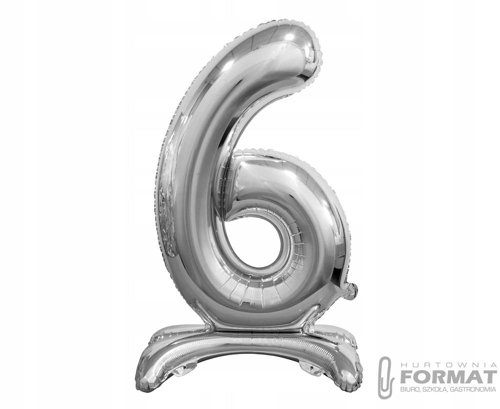 BALON FOLIOWY STOJĄCY CYFRA 6 SREBRNY-74CM 1