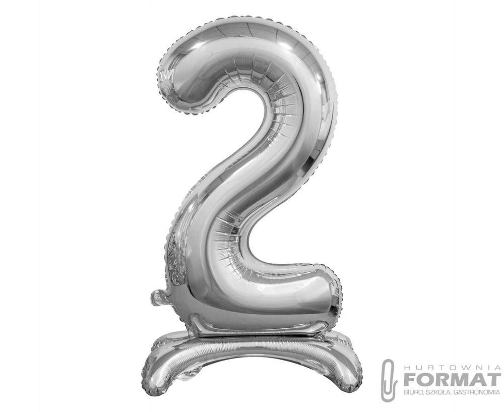 BALON FOLIOWY STOJĄCY CYFRA 2 SREBRNY-74CM 1