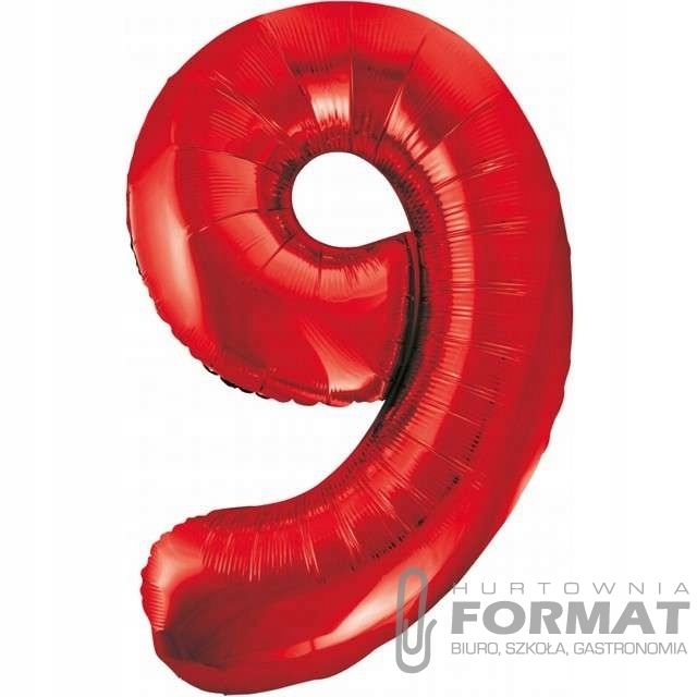 BALON foliowy CYFRA liczba 9 URODZINY czerwony 90 1
