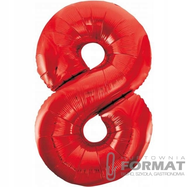 BALON foliowy CYFRA liczba 8 URODZINY czerwony 80 1