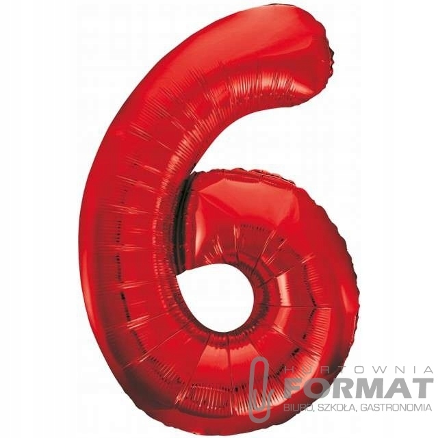 BALON foliowy CYFRA liczba 6 URODZINY czerwony 60 1