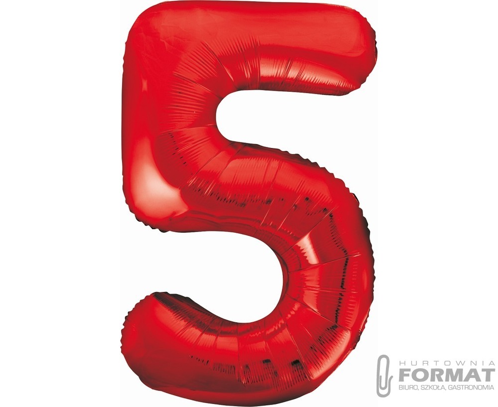 Balon foliowy B&C Cyfra 5, czerwona, 85 cm 1