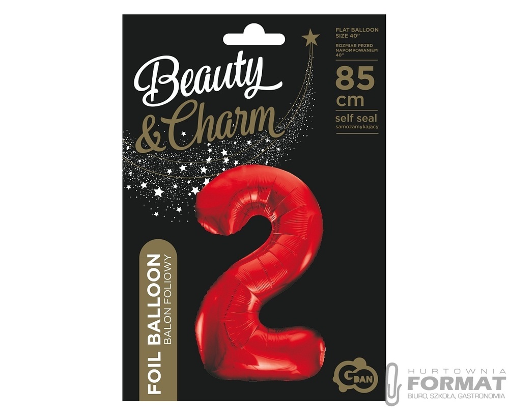 Balon foliowy "Cyfra 2" 85 cm - Czerwony 1