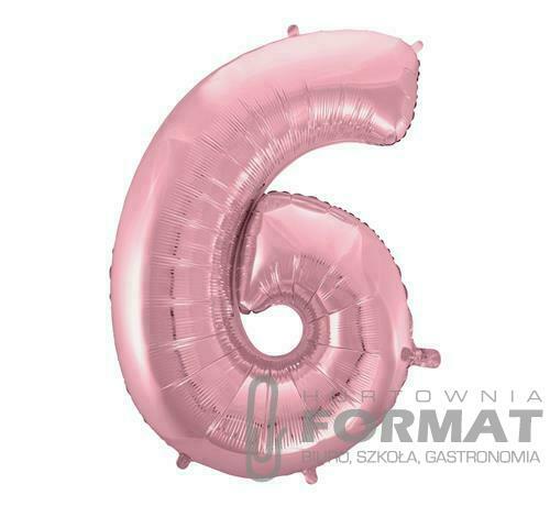 Balon foliowy "Cyfra 6", różowa jasna , 92 cm 1