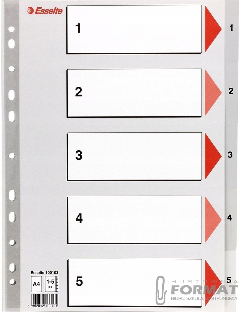 Przekładki do segregatora A4 PP numeryczne 1-5 sza 1