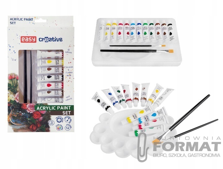 FARBY AKRYLOWE EASY 12 KOLORÓW 12 ML 1