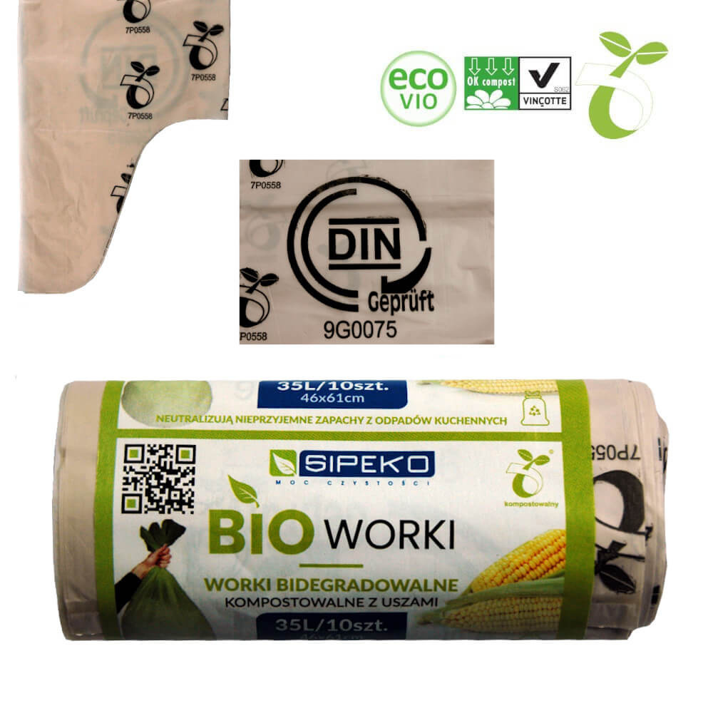 WORKI NA ŚMIECI 35L A10 BRĄZOWE BIO 1