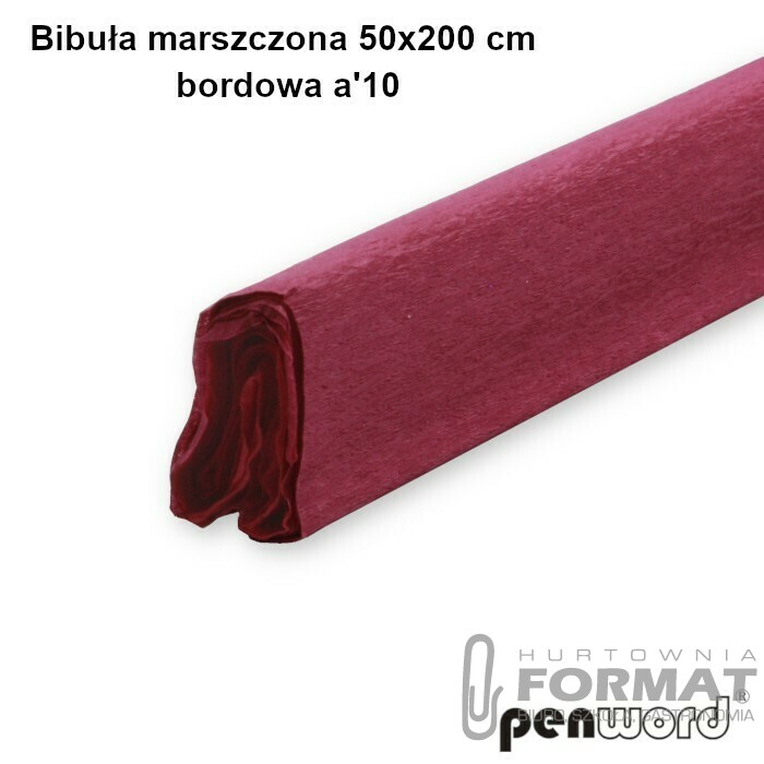 BIBUŁA MARSZCZONA DŁUGA BORDOWA 50x200cm  a'10 1