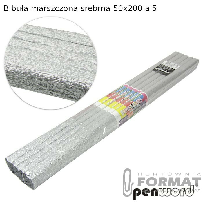 BIBUŁA MARSZCZONA SREBRNA DŁUGA 50x200 a'5 1