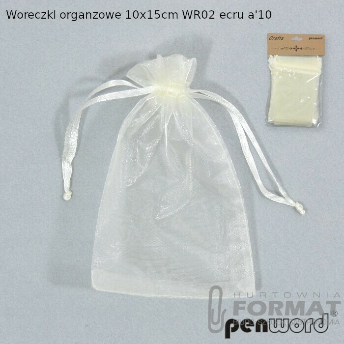 WORECZKI ORGANZOWE 10x15cm WR02 ECRU a'10 1