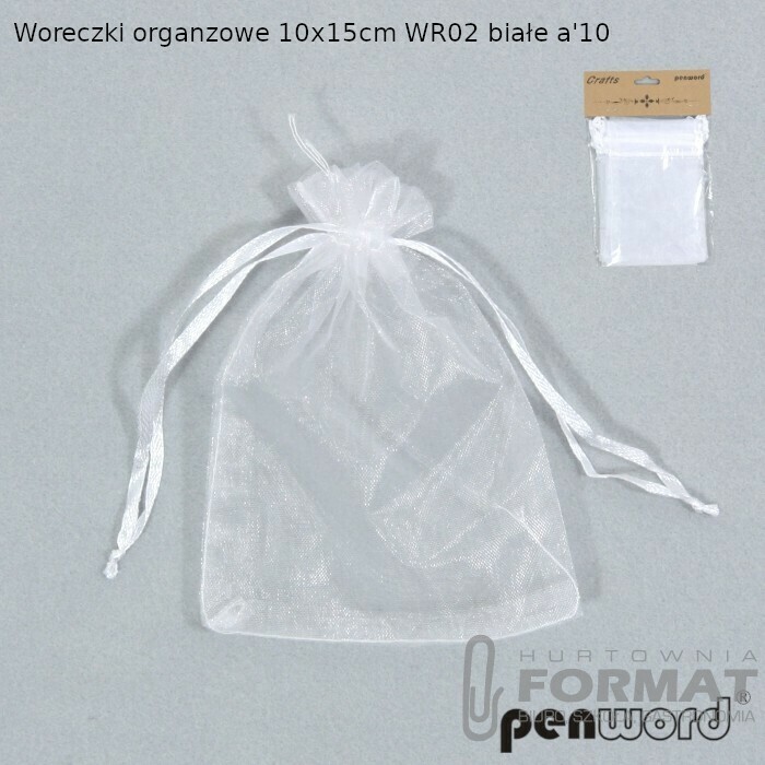 WORECZKI ORGANZOWE 10x15cm WR02 BIAŁE a'10 1