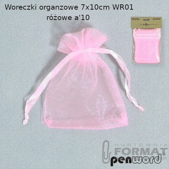 WORECZKI ORGANZOWE 7x10cm WR01 RÓŻOWE a'10 1