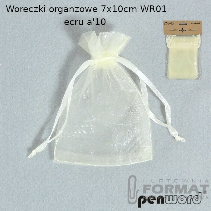 WORECZKI ORGANZOWE 7x10cm WR01 ECRU a'10 1