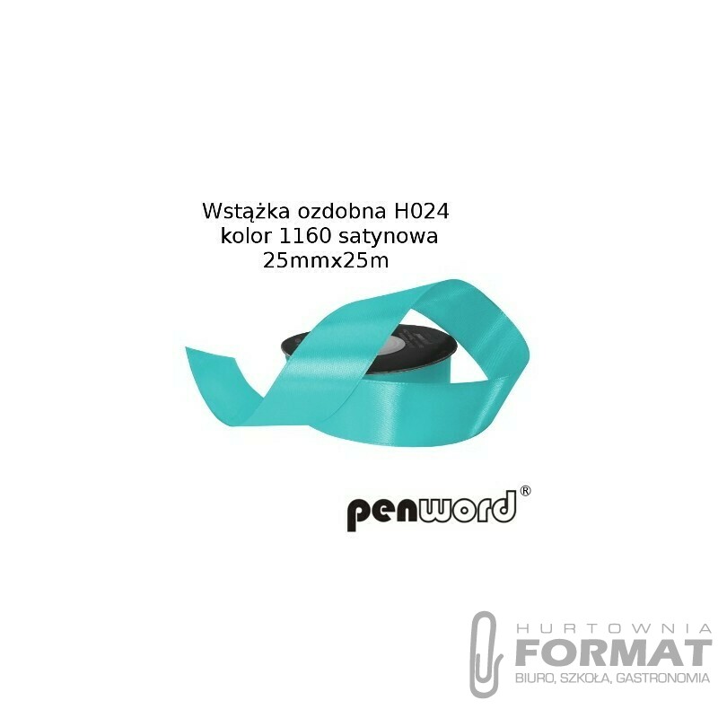 WSTĄŻKA OZDOBNA H024 KOL. 1160 MORSKA SATYNOWA 25mmx25m 1