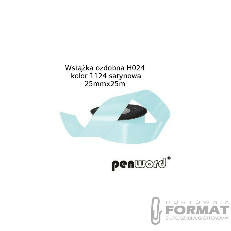 WSTĄŻKA OZDOBNA H024 KOL. 1124 PASTELOWA NIEBIESKA SATYNOWA 25mmx25m 1