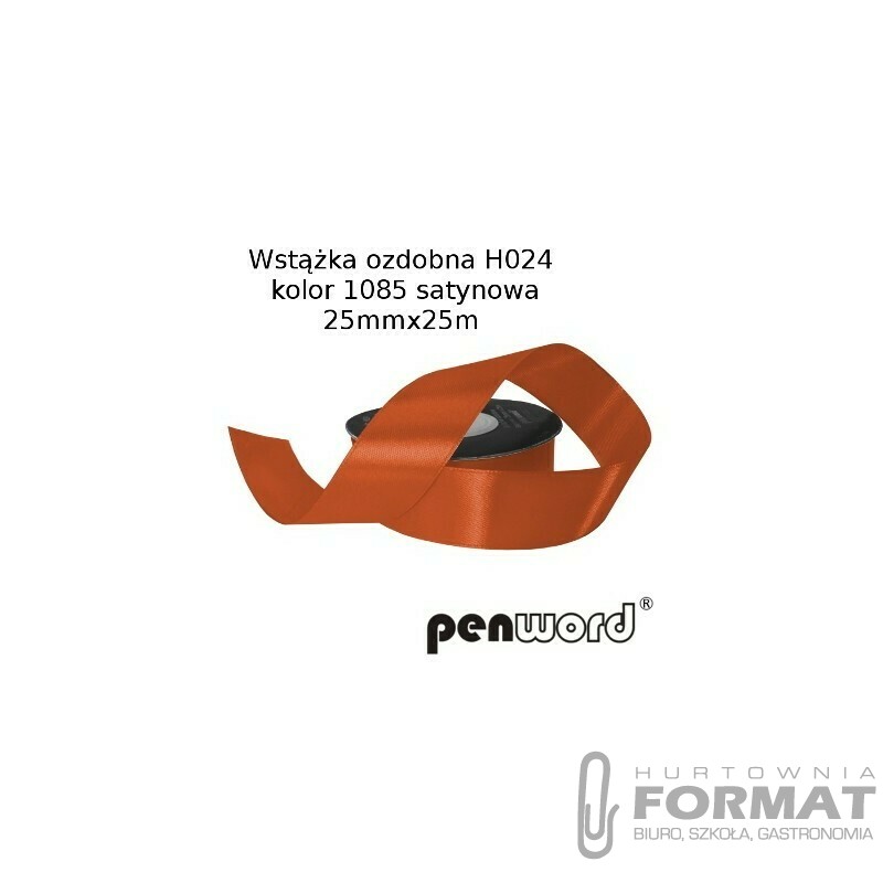 WSTĄŻKA OZDOBNA H024 KOL. 1085 JASNOBRĄZOWA SATYNOWA 25mmx25m 1