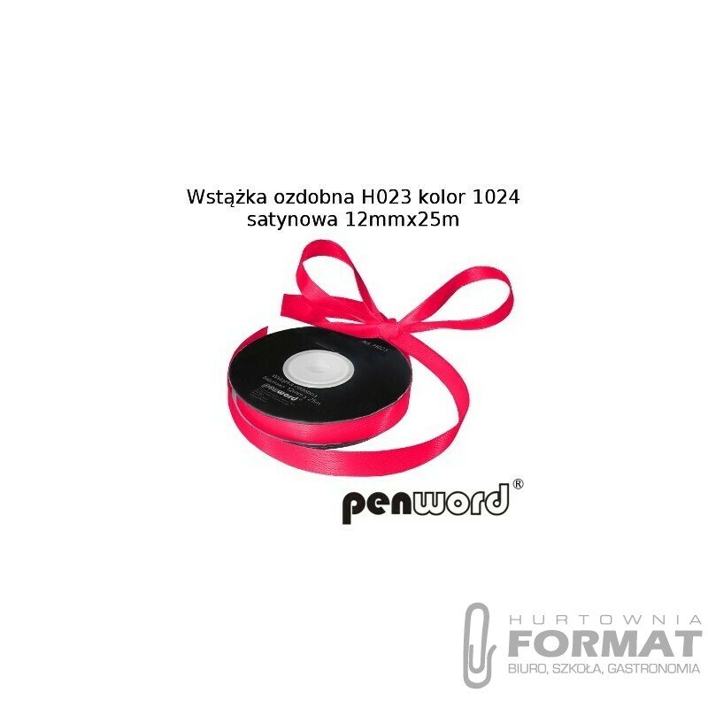 WSTĄŻKA OZDOBNA H023 KOL. 1024 FUKSJA SATYNOWA 12mmx25m 1