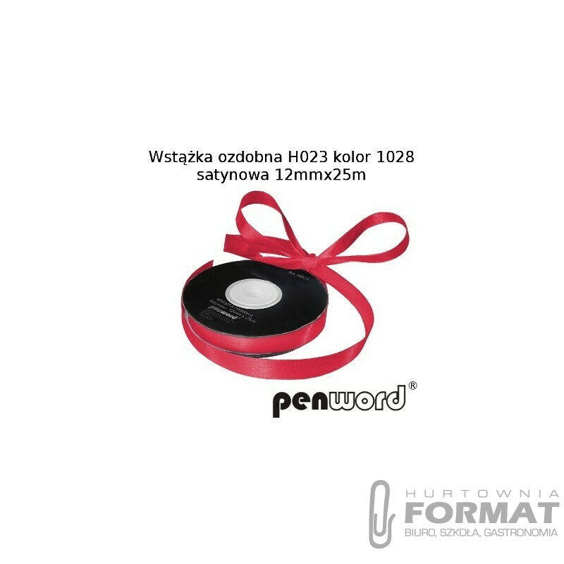 WSTĄŻKA OZDOBNA H023 KOL. 1028 BORDOWA SATYNOWA 12mmx25m 1