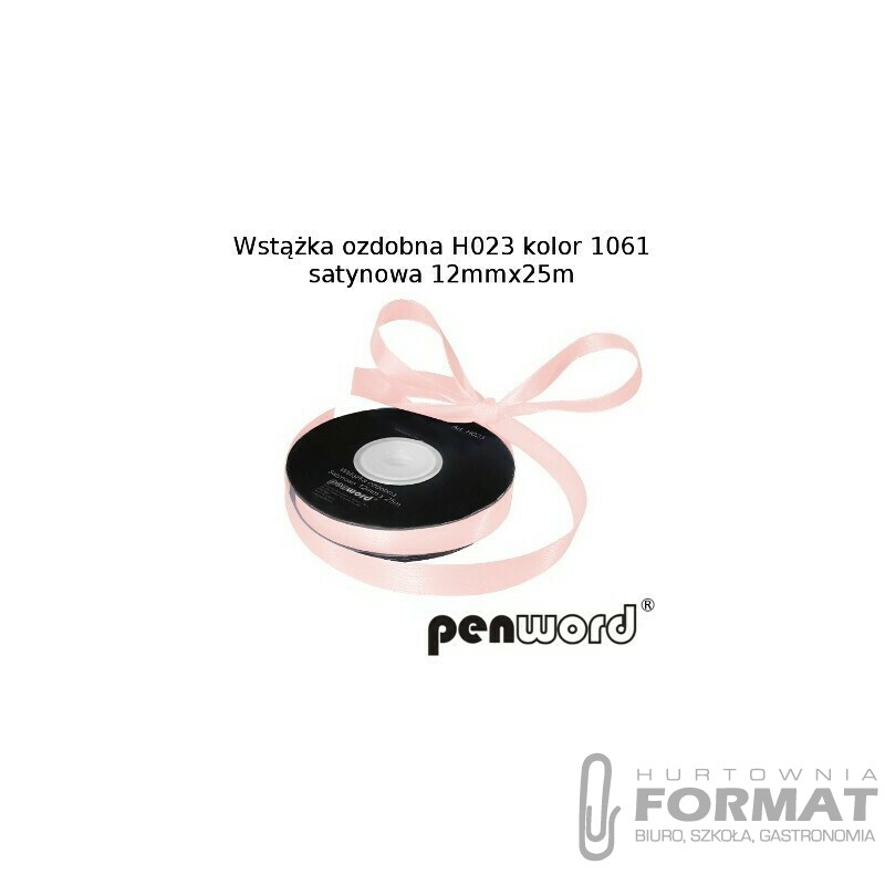 WSTĄŻKA OZDOBNA H023 KOL. 1061 CIELISTA SATYNOWA 12mmx25m 1