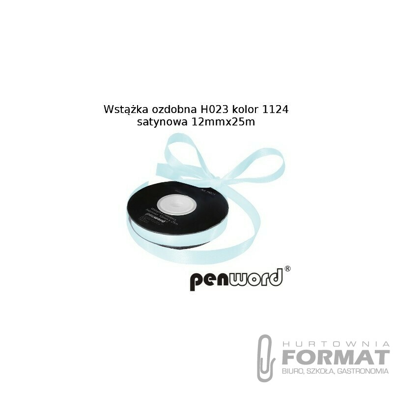WSTĄŻKA OZDOBNA H023 KOL. 1124 PASTELOWA NIEBIESKA SATYNOWA 12mmx25m 1