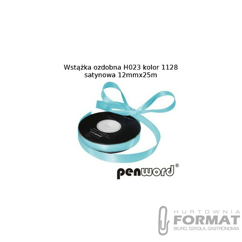 WSTĄŻKA OZDOBNA H023 KOL. 1128 JASNONIEBIESKA SATYNOWA 12mmx25m 1