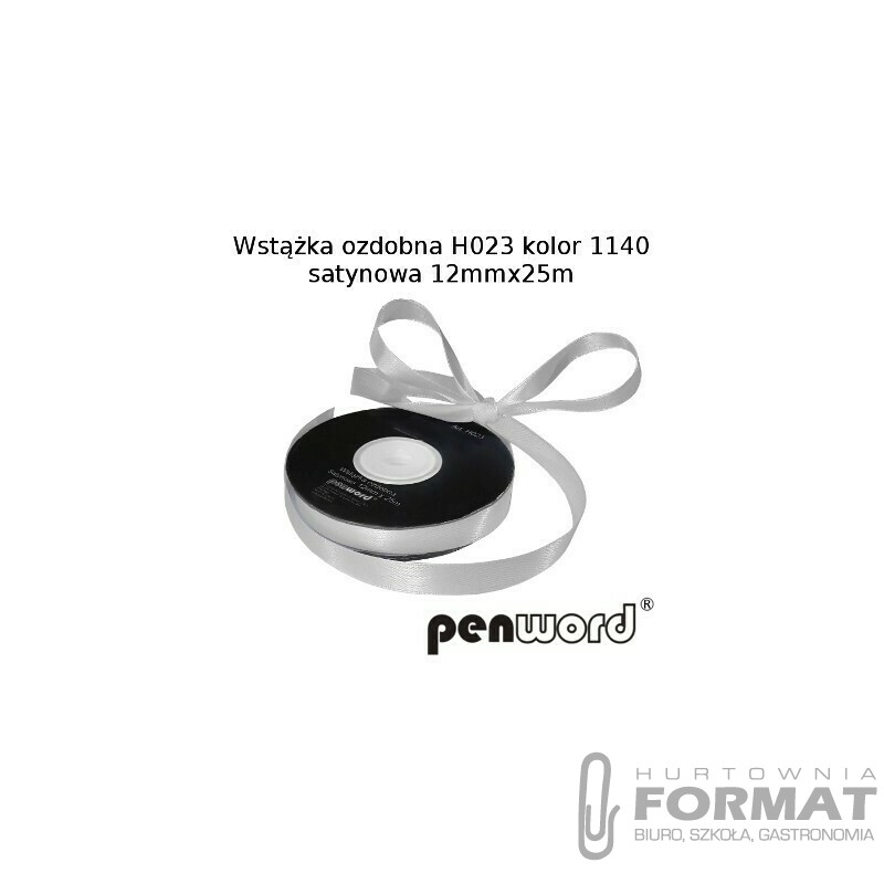 WSTĄŻKA OZDOBNA H023 KOL. 1140 JASNOSZARA SATYNOWA 12mmx25m 1