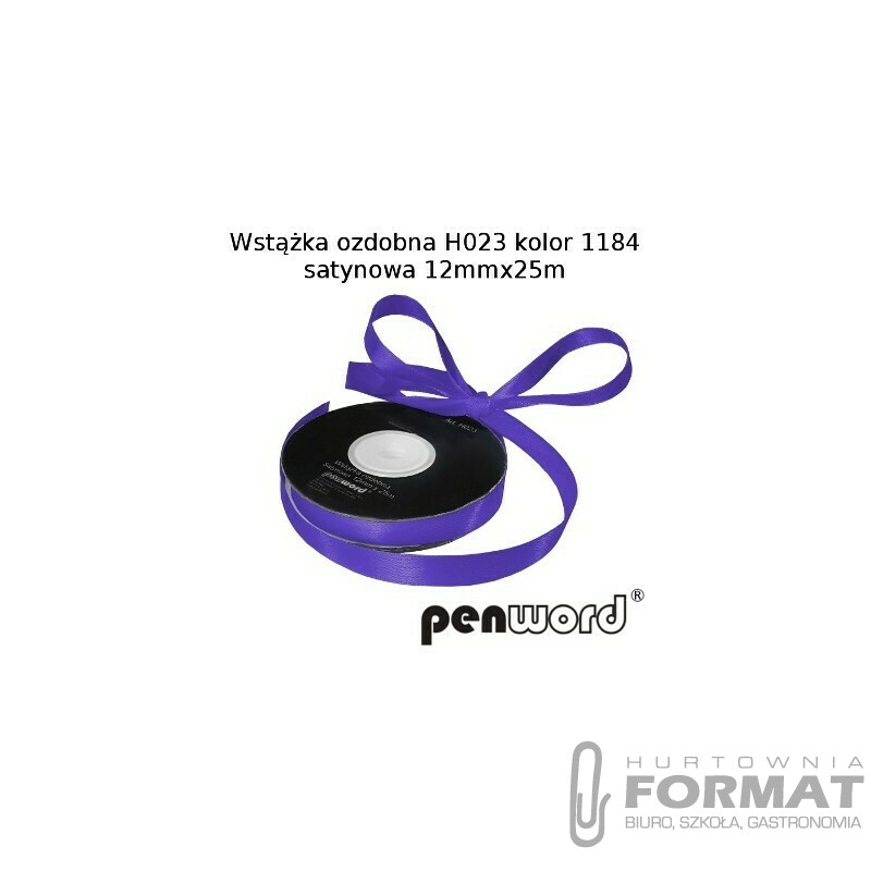 WSTĄŻKA OZDOBNA H023 KOL. 1184 CIEMNONIEBIESKA SATYNOWA 12mmx25m 1