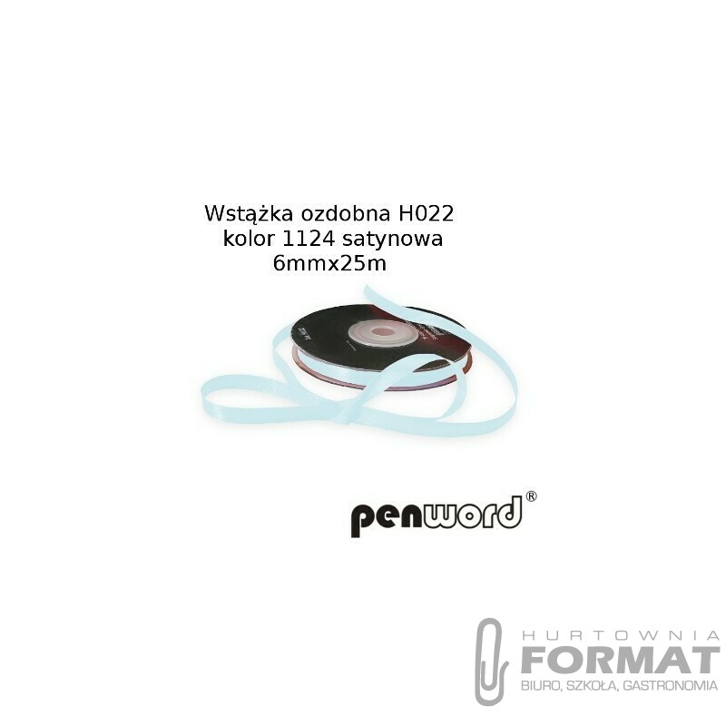 WSTĄŻKA OZDOBNA H022 KOL. 1124 PASTELOWA NIEBIESKA SATYNOWA 6mmx25m 1