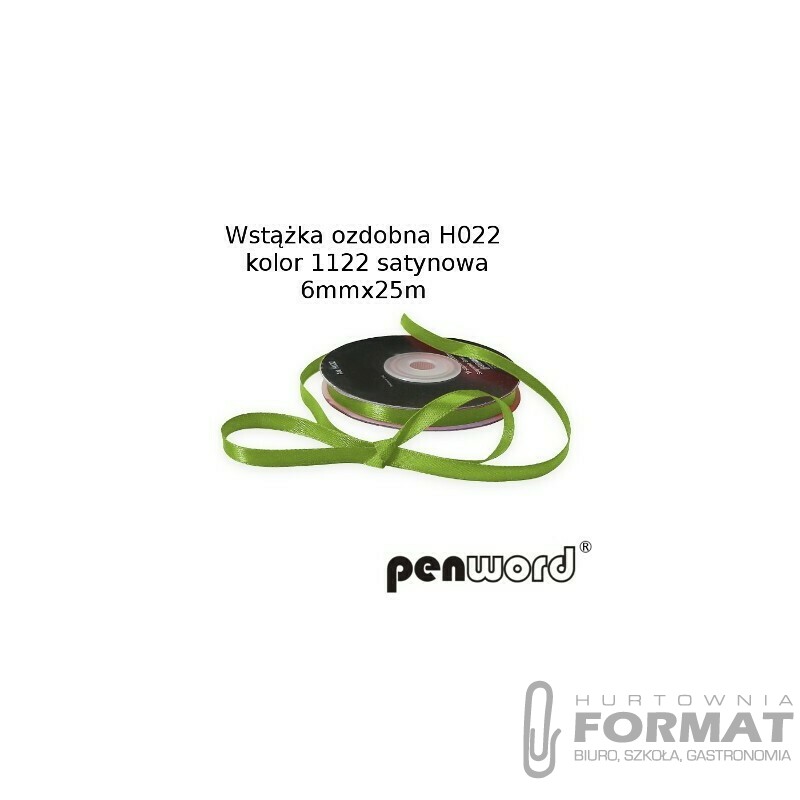 WSTĄŻKA OZDOBNA H022 KOL. 1122 OLIWKOWA SATYNOWA 6mmx25m 1