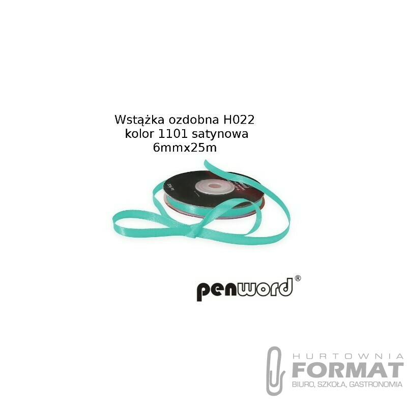 WSTĄŻKA OZDOBNA H022 KOL. 1101 TURKUSOWA SATYNOWA 6mmx25m 1