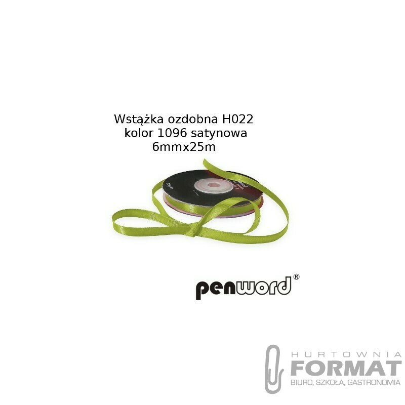 WSTĄŻKA OZDOBNA H022 KOL. 1096 ZIELONE JABŁUSZKO SATYNOWA 6mmx25m 1