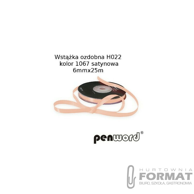 WSTĄŻKA OZDOBNA H022 KOL. 1067 JASNORÓŻOWA SATYNOWA 6mmx25m 1