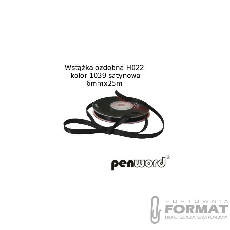 WSTĄŻKA OZDOBNA H022 KOL. 1039 CZARNA SATYNOWA 6mmx25m 1