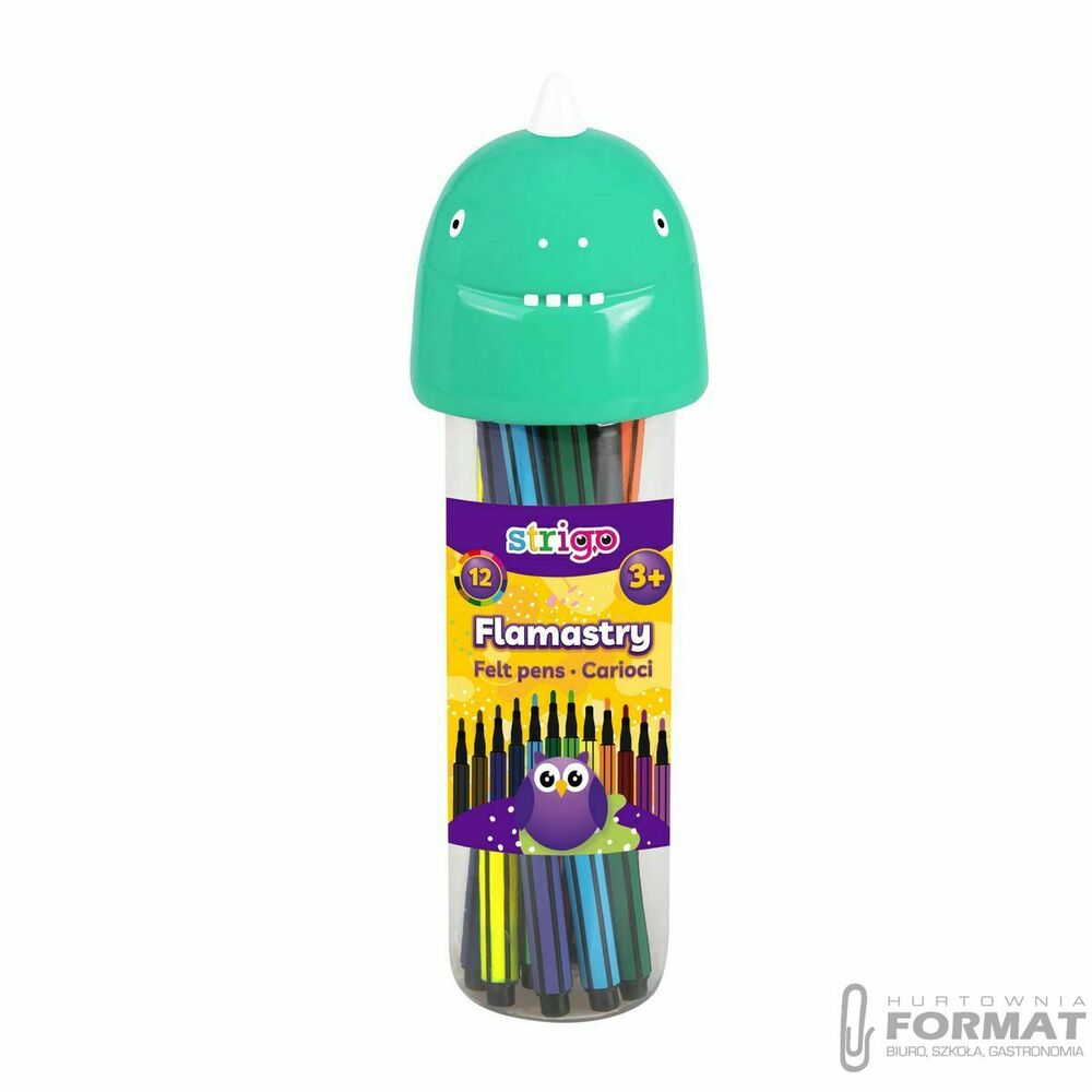Flamastry Dinozaur 12 kolorów Strigo Felt Pens 1