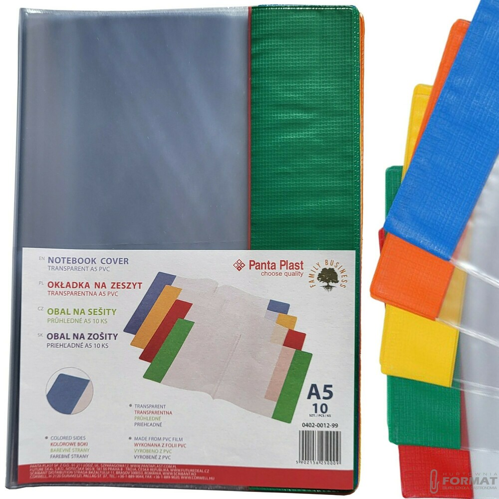 OKŁADKI NA ZESZYT PANTA PLAST A5 PRZEZROCZYSTE PVC 10 KOLOROWYCH SZTUK 1