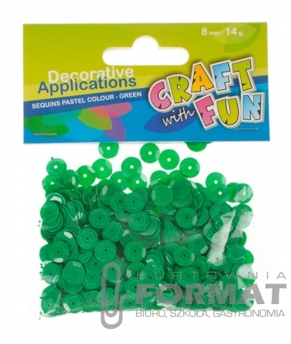 CEKINY PASTELOWE 8MM 14G ZIELONE 1