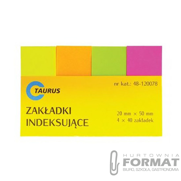ZAKŁADKI INDEKSUJĄCE NEONOWE 20X50MM TAURUS 1