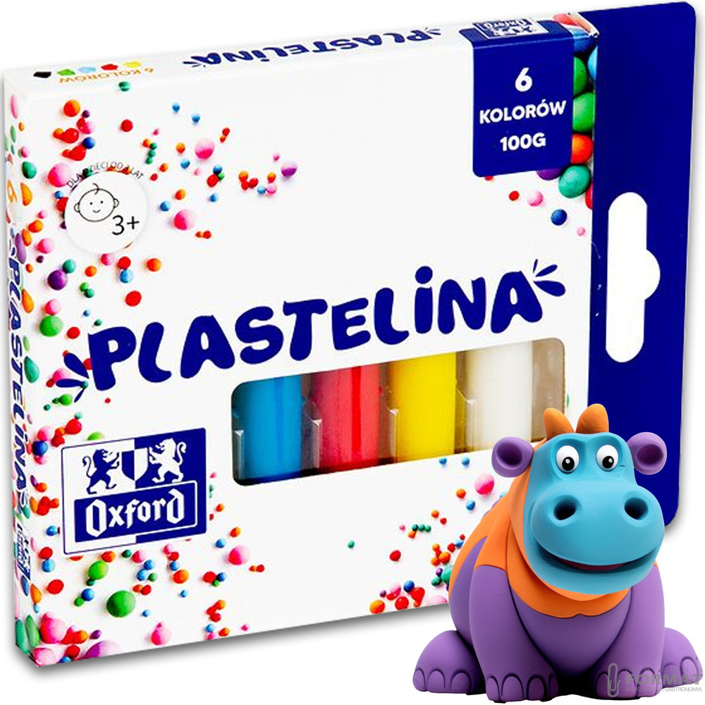 PLASTELINA SZKOLNA DLA DZIECI OXFORD 6 KOLORÓW 100g OKRĄGŁA 1