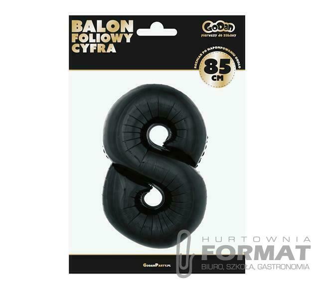 Balon foliowy "Cyfra 8", czarna, 85 cm 1