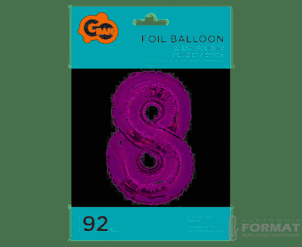 Balon foliowy "Cyfra 8" 85 cm - Różowy 1