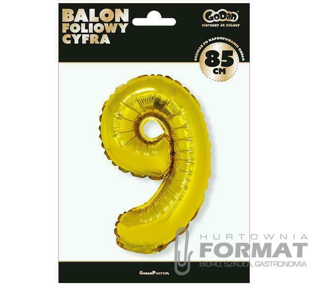 Balon foliowy "Cyfra 9", złota, 85 cm 1