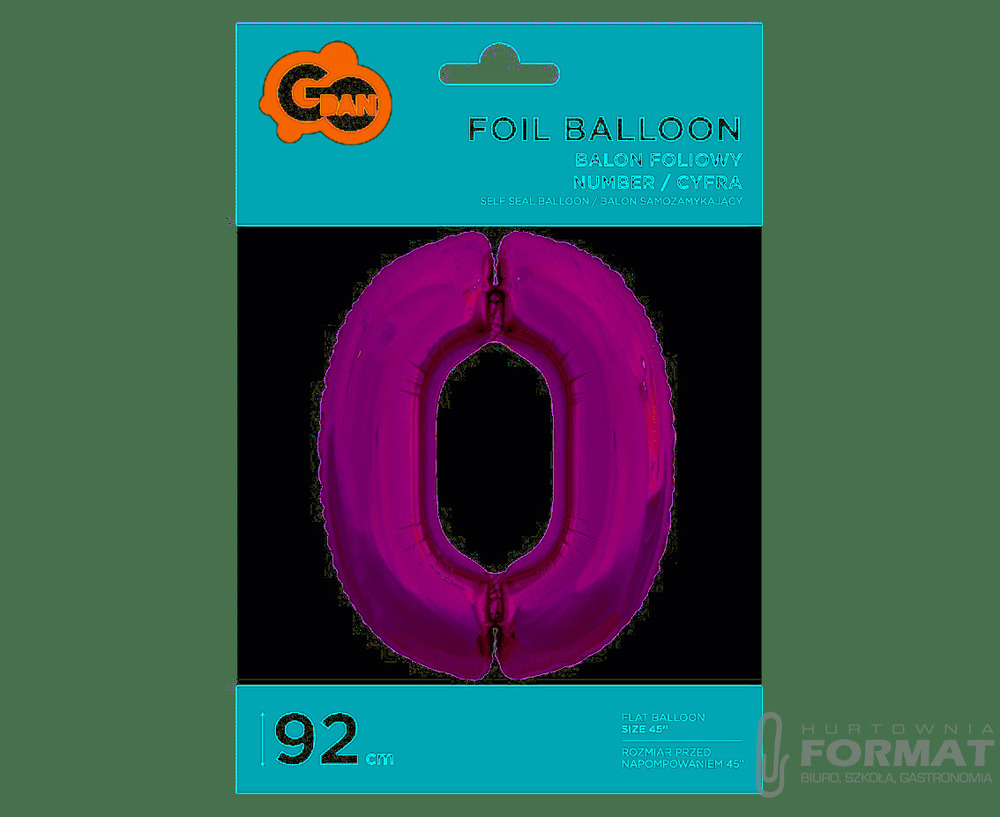 Balon foliowy "Cyfra 0" 85 cm - Różowy 1
