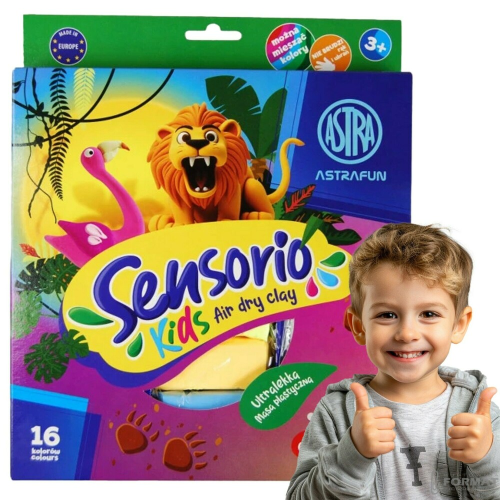 LEKKA MASA PLASTYCZNA ASTRA SENSORIO KIDS DŻUNGLA 16 KOLORÓW 1