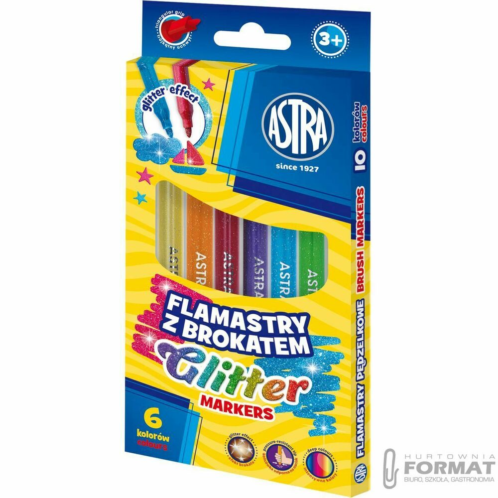 Flamastry Astra brokatowe 6kol. 1
