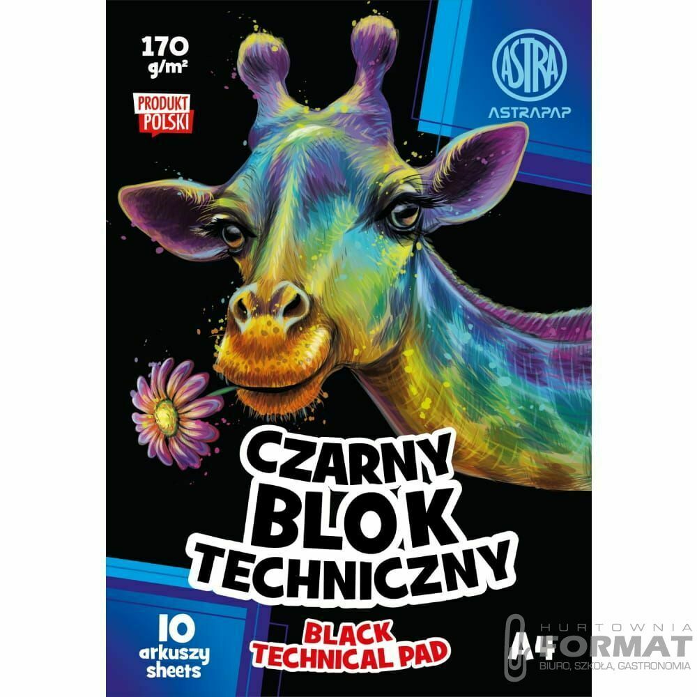 Blok techniczny Astrapap czarny A4 czarny 170g 10k (106022005) 1