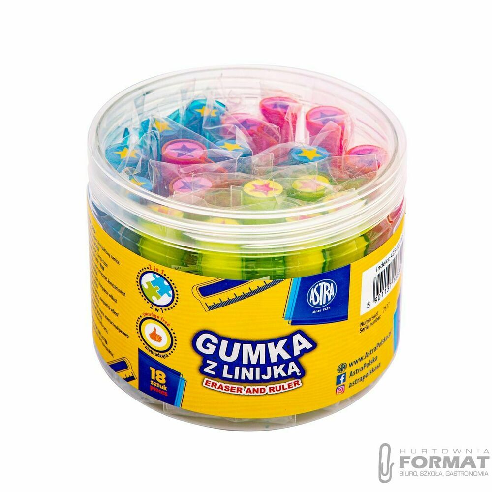 GUMKA DO MAZANIA Z LINIJKĄ 5 CM 2W1 1