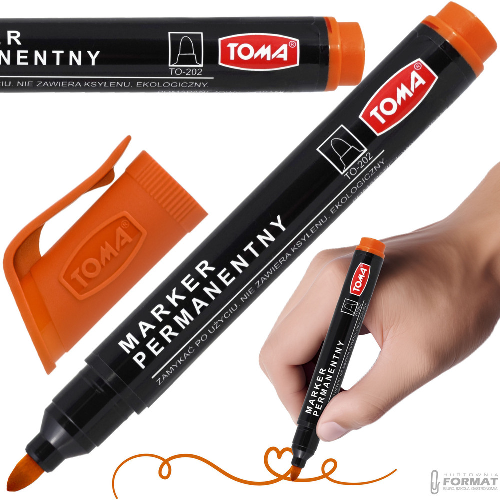 MARKER PERMANENTNY OKRĄGŁY TOMA TO-202 POMARAŃCZOWY 1,5mm MAZAK PISAK 1