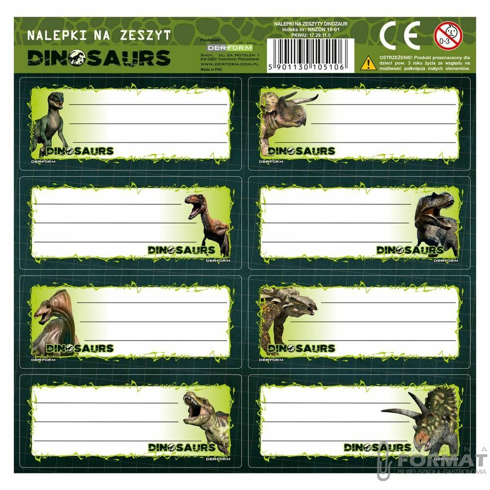 Nalepki na zeszyty Dinozaur 1