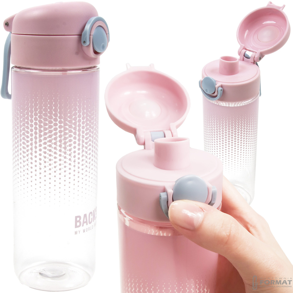 BIDON BUTELKA NA WODĘ BACKUP DERFORM NIETOKSYCZNY 600ml BPA FREE RÓŻOWY 1