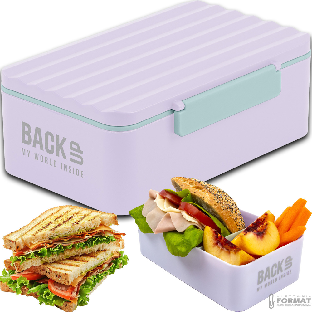 ŚNIADANIÓWKA LUNCHBOX WYJMOWANA PRZEGRODA 600ml FIOLETOWA EKO BEZ BPA 1